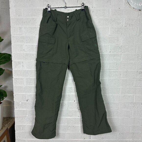 The North Face Convertible Pants Women's Army Green Nylon Zip Away Size 4 Short* - Picture 1 of 9